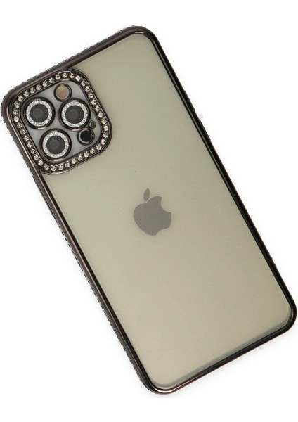 Newface iPhone 12 Pro Kılıf Joke Taşlı Silikon - Siyah modelleri