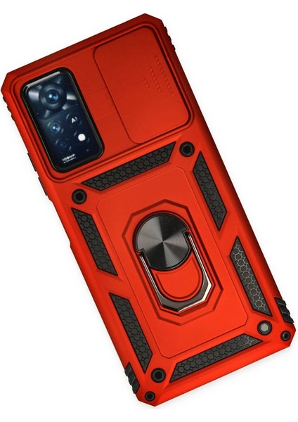 Newface Xiaomi Redmi Note 11 Pro Kılıf Pars Lens Yüzüklü Silikon - Kırmızı modelleri