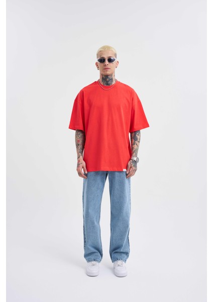 Erkek Basic Super Pamuklu Oversize Nar Tişört modelleri