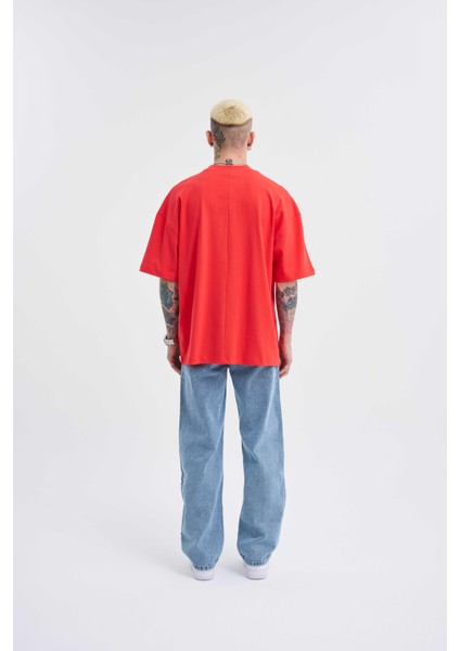 Erkek Basic Super Pamuklu Oversize Nar Tişört fırsatları