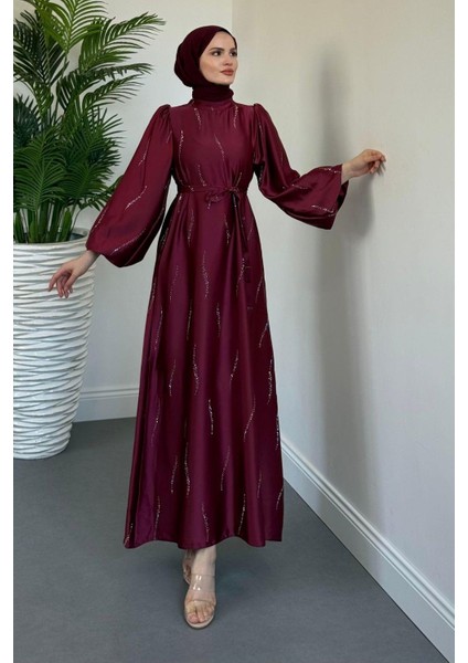 Kaitlyn Taşlı Abiye Bordo fiyatları