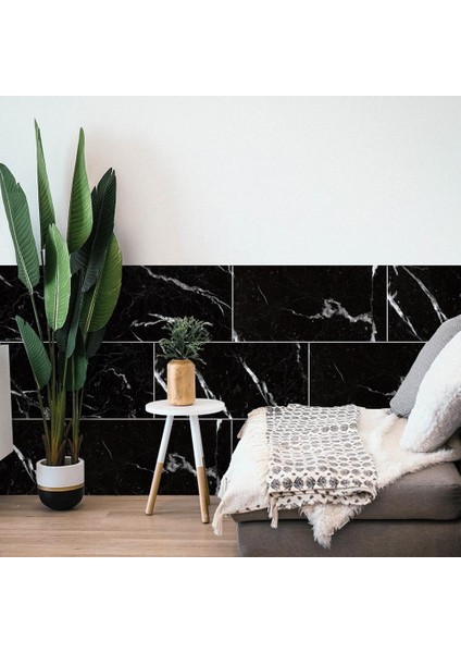 Tezgah Arası Kendinden Yapışkanlı Pvc Siyah Kaplama Paneli 30X60 cm indirimleri