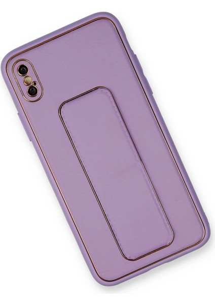 Newface iPhone Xs Max Kılıf Coco Deri Standlı Kapak - Koyu Lila