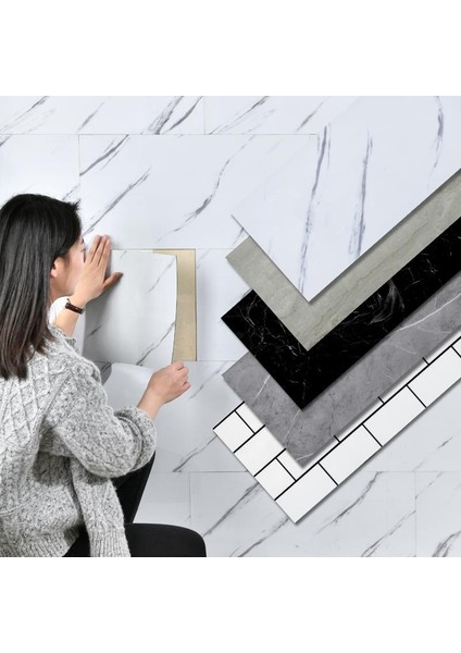 Tezgah Arası Kendinden Yapışkanlı Pvc Beyaz Kaplama Paneli 30 x 60 cm