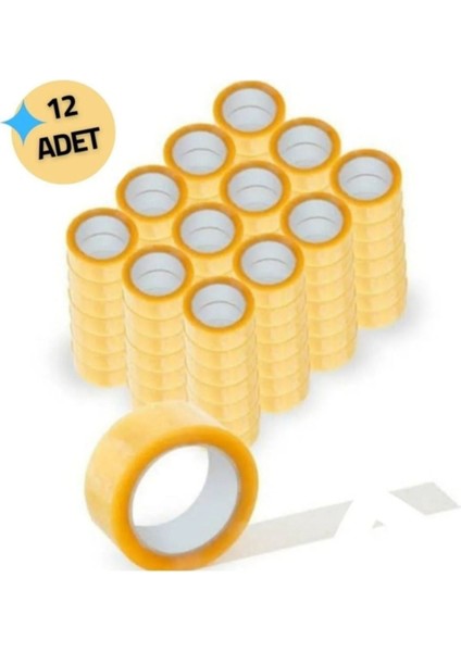 12 Adet A+ Plus 12 Adet Koli Bandı 45MM 100 Metre Kopmayan Koli Bandı Güçlü Koli Bandı GODH-200