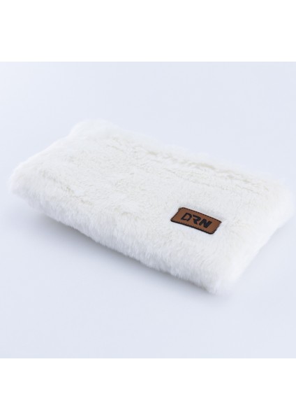 Fermuarlı Peluş Kalem Kutusu, 13X23 cm Beyaz