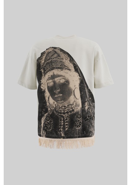 Erkek Traditional Fringe Oversize Uzay Grisi Tişört