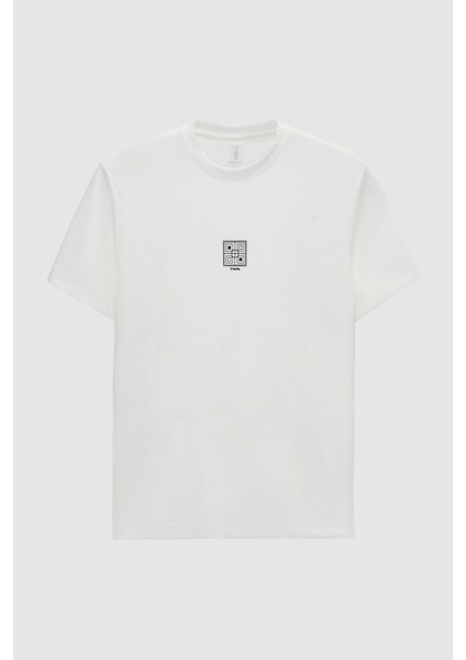 Relaxed Fit Ekru Düz T-Shirt