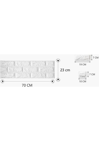 70X23 cm Beyaz Kendinden Yapışkanlı 3D Esnek Duvar Kağıdı Paneli KREATİF