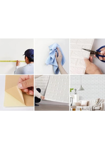 Kendinden Yapışkanlı Dekoratif Pratik 3D Foam Wallpaper Duvar Kağıdı Paneli