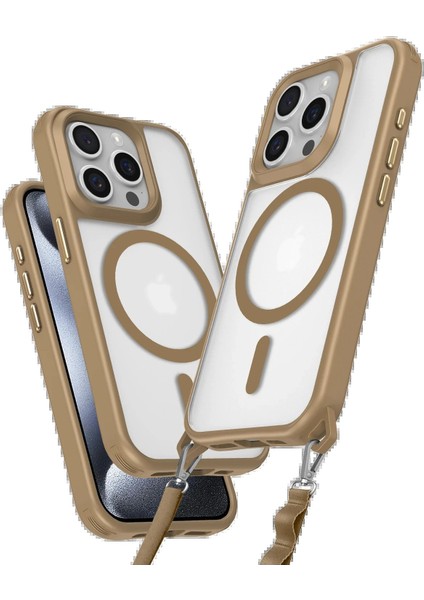 Newface iPhone 14 Pro Max Kılıf Enka Magsafe Silikon Kılıf - Desert