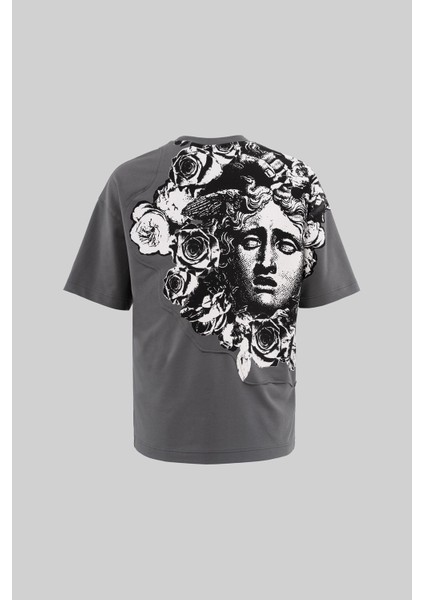 Erkek Medusa Fragmented Oversize Smoked Tişört