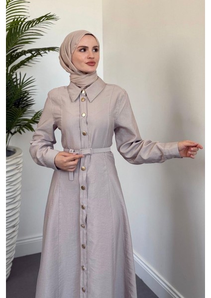 Valira Düğmeli Kemerli Elbise Krem fiyatları