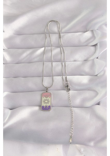316L Çelik Gümüş Renk Karışık Mineli Ay Figür Tarot Kolye fiyatları