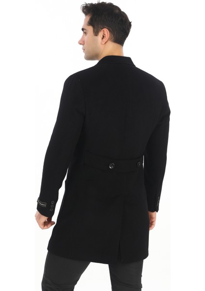 2834 Erkek Siyah Sivri Yaka Kruvaze Kısa Palto indirimleri
