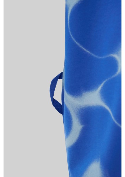 Erkek All Over Abstract Pattern Printed Oversize Soft Mavi Tişört