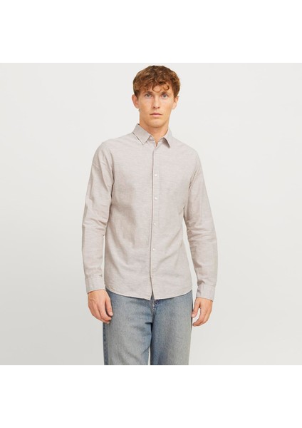 Slim Kalip Keten Karisimli Gömlek modelleri