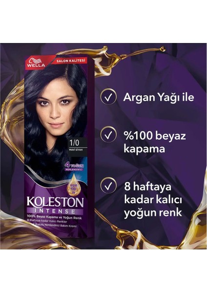 Koleston Intense Saç Boyası 1/0 Mavi Siyah - Salon Kalitesi
