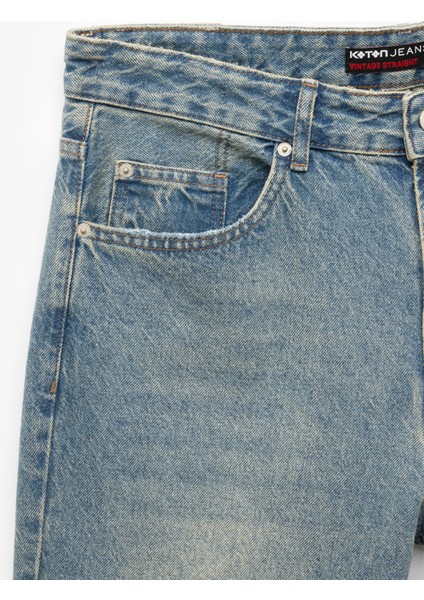 Pamuklu Normal Bel Vintage Straight Fit Jean Pantolon