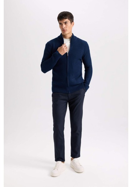 Twill Chino Kumaş Pantolon Slim Fit Dar Kesim Dar Paça Basic Düz Cepli B2091AX24AU