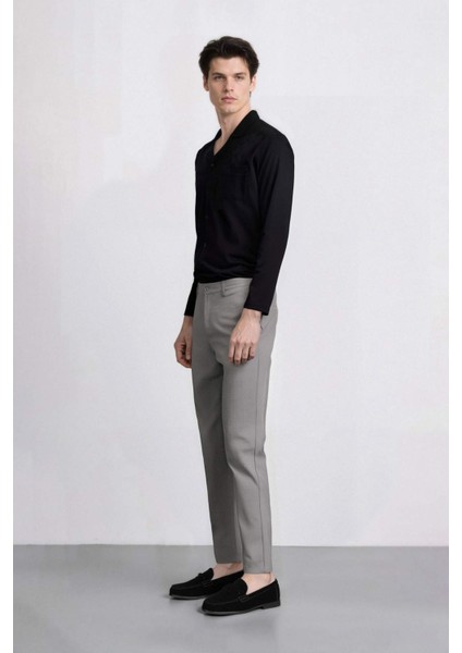 Twill Chino Kumaş Pantolon Slim Fit Dar Kesim Dar Paça Basic Düz Cepli B2091AX24AU modelleri