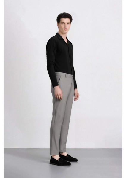 Twill Chino Kumaş Pantolon Slim Fit Dar Kesim Dar Paça Basic Düz Cepli B2091AX24AU fırsatları