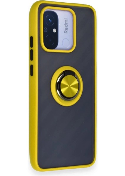 Newface Xiaomi Redmi 12C Kılıf Montreal Yüzüklü Silikon Kapak - Sarı