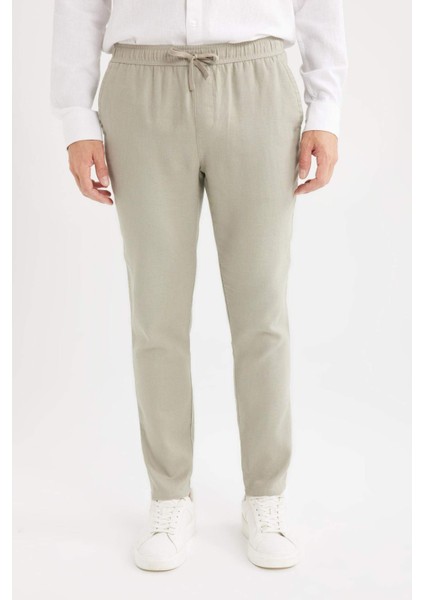 Yazlık Jogger Keten Düz Paça Pantolon D7542AX25SP