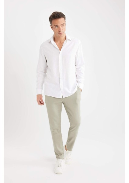 Yazlık Jogger Keten Düz Paça Pantolon D7542AX25SP fırsatları