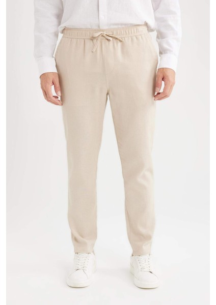 Yazlık Jogger Keten Düz Paça Pantolon D7542AX25SP