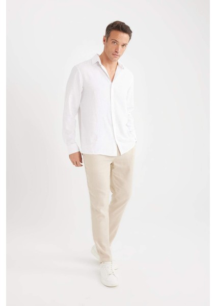 Yazlık Jogger Keten Düz Paça Pantolon D7542AX25SP