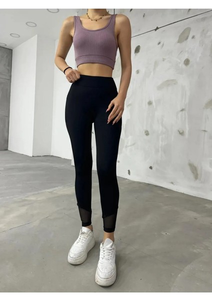 Bileği Tül Detaylı Cepli Scuba Tayt modelleri