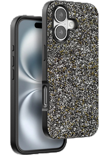 Onegif iPhone 16 Plus Bright Simli Kapak - Gümüş