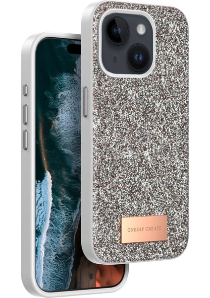 Onegif iPhone 14 Bright Simli Kapak - Gold