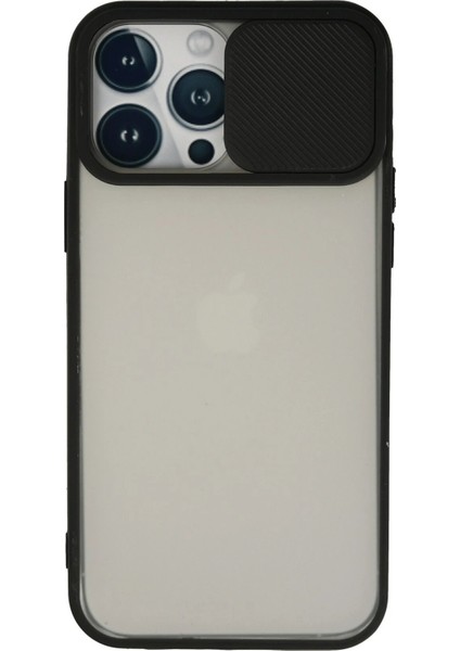 Newface iPhone 13 Pro Max Kılıf Palm Buzlu Kamera Sürgülü Silikon - Siyah