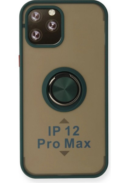 Newface iPhone 12 Pro Kılıf Montreal Yüzüklü Silikon Kapak - Yeşil