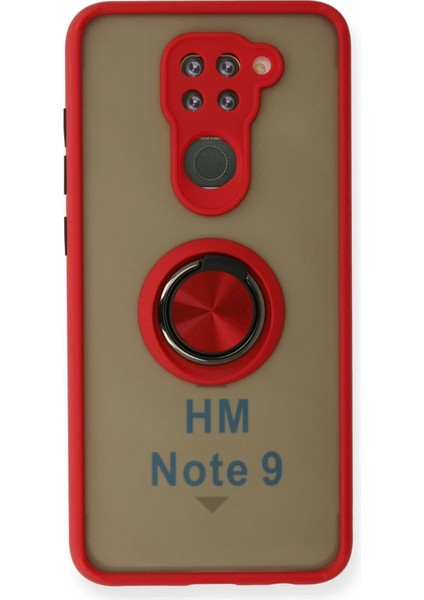Newface Xiaomi Redmi Note 9 Kılıf Montreal Yüzüklü Silikon Kapak - Kırmızı