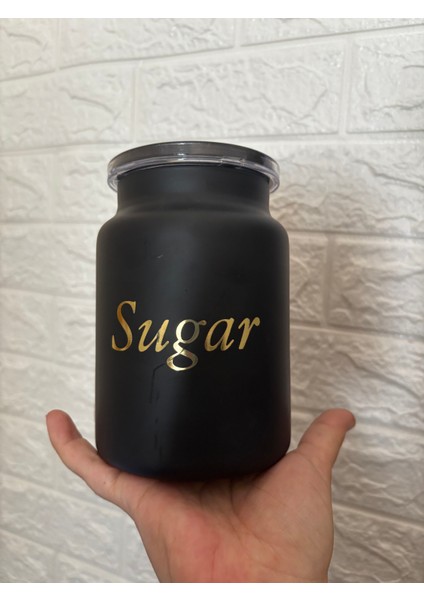 Siyah Şekerlik Cam Kavanoz