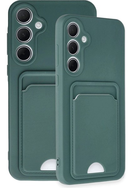 Newface Samsung Galaxy A35 5g Kılıf Kelvin Kartvizitli Silikon - Koyu Yeşil