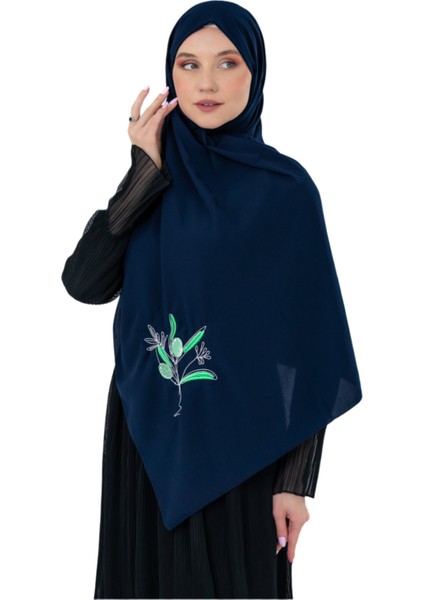 Polyster Lacivert Rengi Şal Filistin Zaytin Dalı Renkli Nakışlı S100040 fiyatları