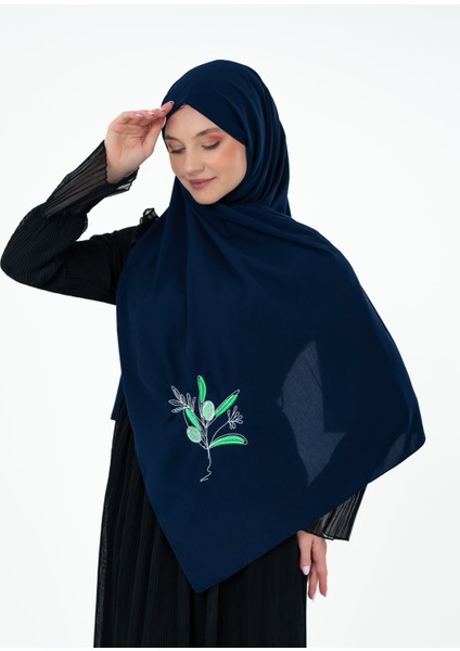 Polyster Lacivert Rengi Şal Filistin Zaytin Dalı Renkli Nakışlı S100040 fırsatları