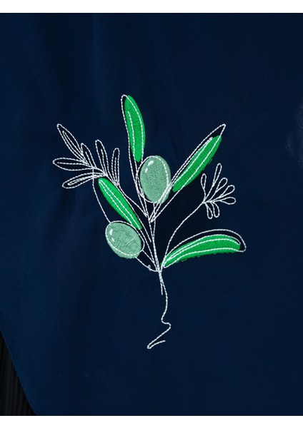 Polyster Lacivert Rengi Şal Filistin Zaytin Dalı Renkli Nakışlı S100040 indirimleri