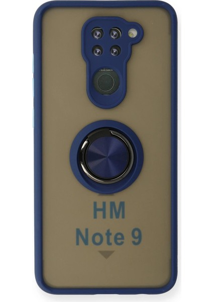 Newface Xiaomi Redmi Note 9 Kılıf Montreal Yüzüklü Silikon Kapak - Lacivert