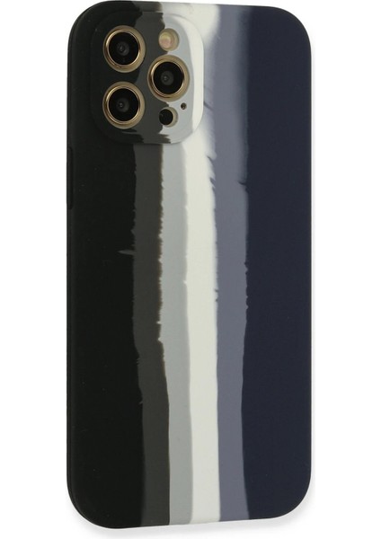 Newface iPhone 12 Pro Max Kılıf Ebruli Lansman Silikon - Siyah-Lacivert