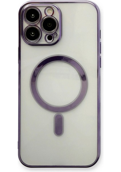 Newface iPhone 13 Pro Kılıf Magneticsafe Lazer Silikon - Mor