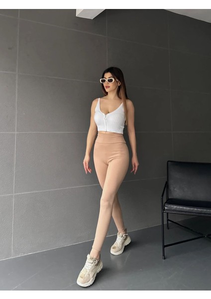 Yüksek Bel Fitilli Içi Şardonlu Tayt