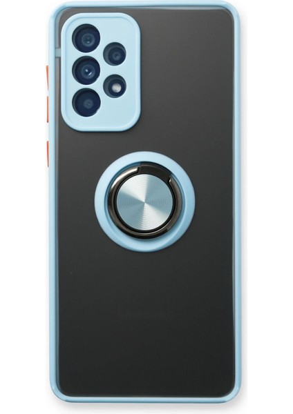 Newface Samsung Galaxy A13 4g Kılıf Montreal Yüzüklü Silikon Kapak - Buz Mavi