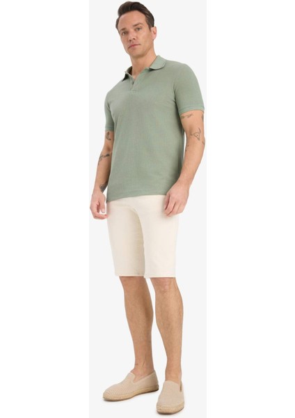 Regular Fit Polo Yaka Kısa Kollu Dokulu Waffle Tişört D7652AX25SP indirimleri