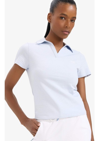 fit Slim Fit Dar Kesim Polo Yaka Slogan Baskılı Sporcu Kısa Kollu TIŞÖRT D9299AX25SP fırsatları