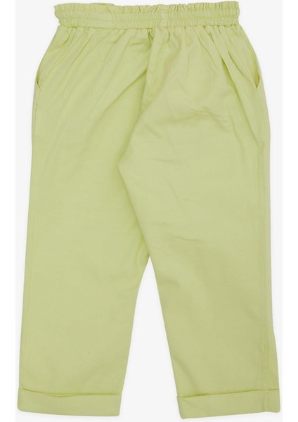 Kız Çocuk Pantalon Beli Lastikli Cepli Kuşaklı 2-6 Yaş, Fıstık Yeşili